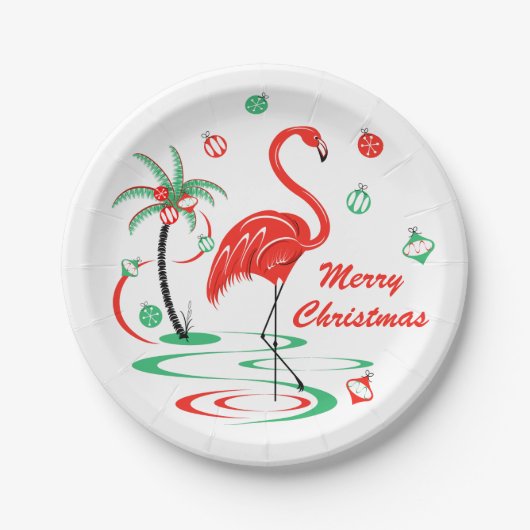 Rode Kerst Flamingo Kerst papier bord (Voorkant)