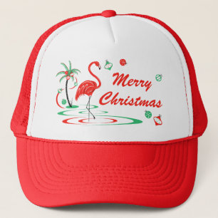 Rode Kerst Flamingo Merry Christmas hoed Trucker Pet