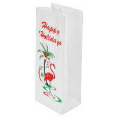 Rode kerst Flamingo Merry kerstwijn Wijn Cadeautas (Voorkant Gekanteld)