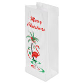 Rode kerst Flamingo Merry kerstwijn Wijn Cadeautas (Achterkant Gekanteld)