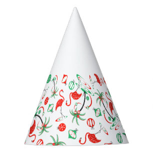 Rode Kerst Flamingo Multi feesthoed Feesthoedjes