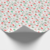 Rode Kerst Flamingo Multi inpakpapier (Hoek)