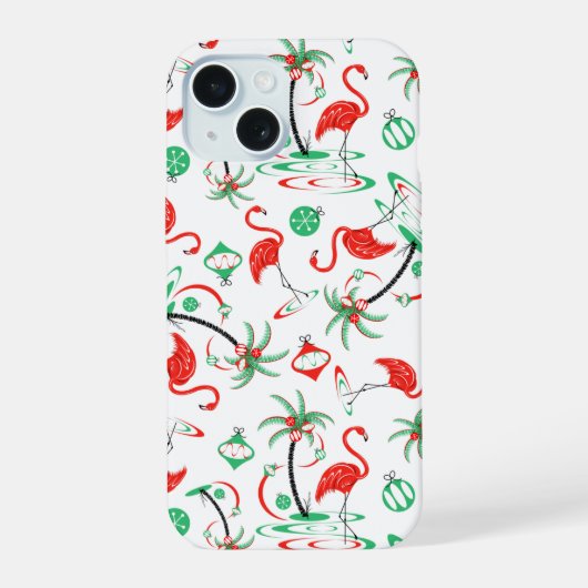 Rode Kerst Flamingo Multi iPhone 15 Case (Achterkant)