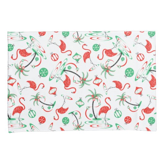 Rode Kerst Flamingo Multi kussensloop set (Voorkant-Rechts)
