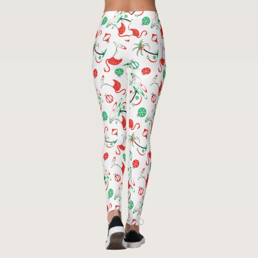 Rode Kerst Flamingo Multi leggings (Achterkant)