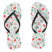 Rode Kerst Flamingo Multi slippers Teenslippers (Voetbed)