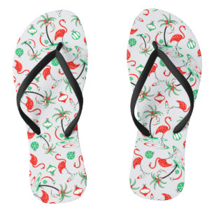 Rode Kerst Flamingo Multi slippers Teenslippers