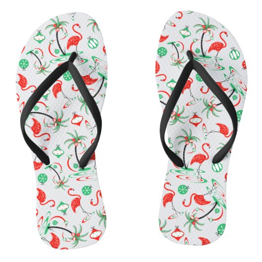 Rode Kerst Flamingo Multi slippers Teenslippers (Voetbed)