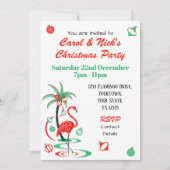 Rode Kerst Flamingo Multi terug uitnodiging (Voorkant)