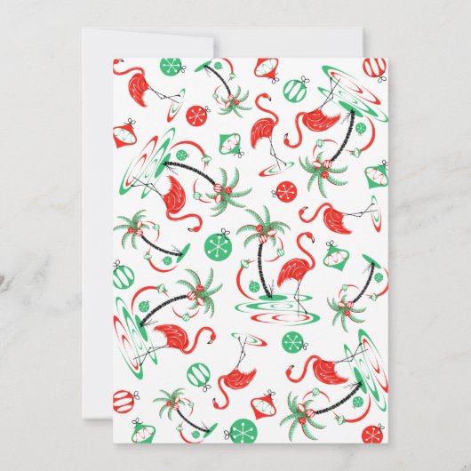 Rode Kerst Flamingo Multi terug uitnodiging (Achterkant)