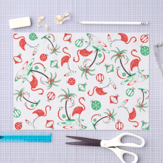 Rode Kerst Flamingo Multi tissue papier (Craft)