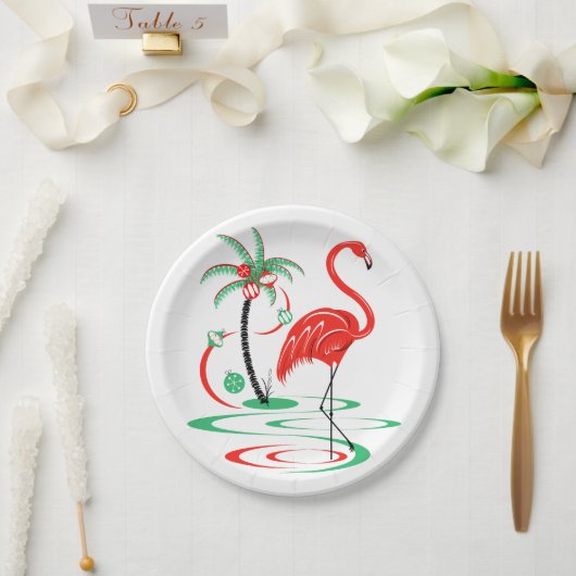 Rode Kerst Flamingo papier bord (Huwelijk)