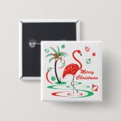 Rode Kerst Flamingo Prettig Kerst vierkant Vierkante Button 5,1 Cm (Voorkant /achterkant)