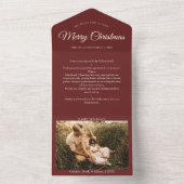 Rode Kerst Foto Brief Uitscheurbaar All In One Uitnodiging (Binnen)