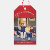 Rode Kerst Foto Cadeau Labels Cadeaulabel (Voorkant)