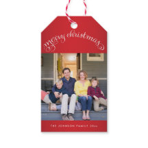 Rode Kerst Foto Cadeau Labels