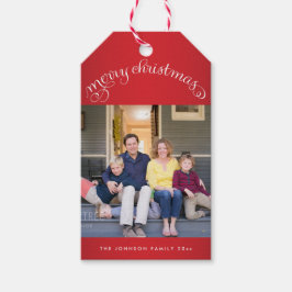 Rode Kerst Foto Cadeau Labels Cadeaulabel