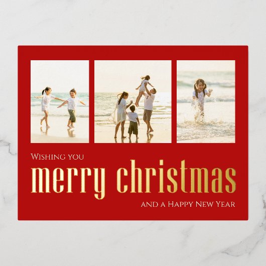 Rode Kerst Foto Collage Kaart (Voorkant)