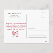 Rode Kerst Foto Hand-Drawn Bow Ribbon Feestdagenkaart (Achterkant)