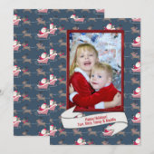 rode kerst foto lijst op Santa achtergrond Feestdagenkaart (Voorkant / Achterkant)