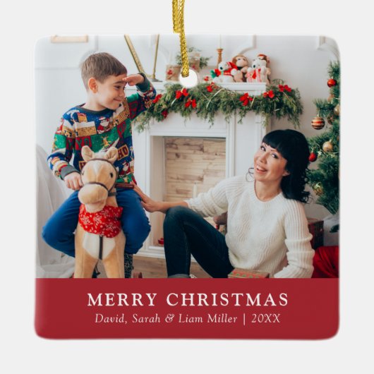 Rode Kerst Foto Ornament (Voorkant)