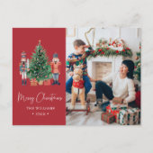 Rode Kerst Foto Vakantie Ansichtkaart Feestdagenkaart (Voorkant)