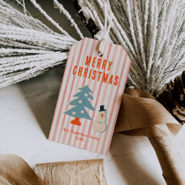  rode kerst Funky Fun geïllustreerd Cadeaulabel