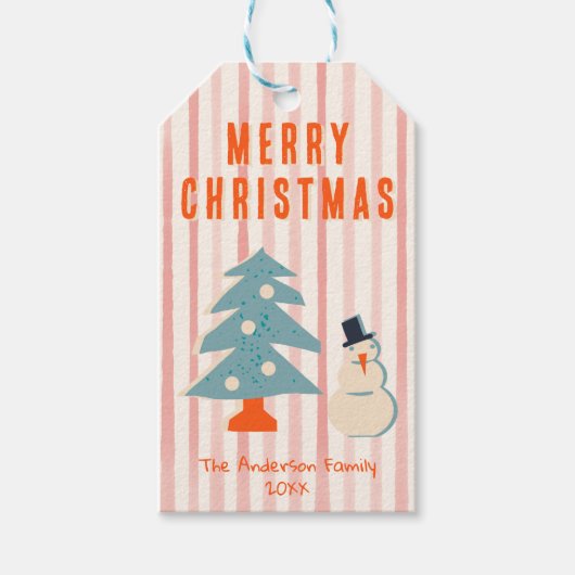 rode kerst Funky Fun geïllustreerd Cadeaulabel (Voorkant)