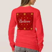 Rode Kerst Geloof Vrouwen T-shirt met lange mouwen (Achterkant)