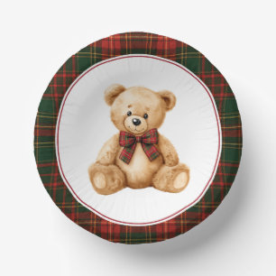 Rode Kerst Geruite Winter Teddybeer Baby Shower Papieren Kommen