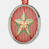 RODE KERST GETUFT PATROON MET GROENE RODE STER METALEN ORNAMENT (Links)