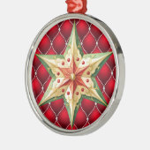 RODE KERST GETUFT PATROON MET GROENE RODE STER METALEN ORNAMENT (Links)