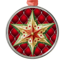 RODE KERST GETUFT PATROON MET GROENE RODE STER