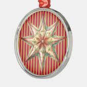 RODE KERST GETUFT PATROON MET GROENE RODE STER METALEN ORNAMENT (Links)