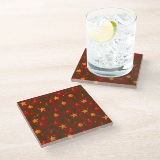 Rode Kerst Glas Onderzetter – Vakantietafel Decor (Schuin)