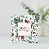 Rode kerst groen en bessen vakantie Kaart (Staand voorkant)