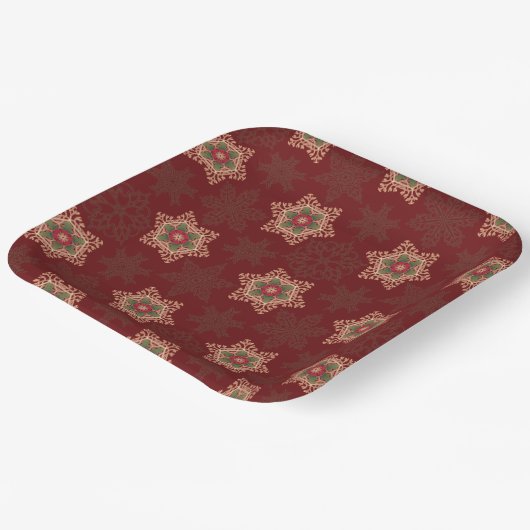 rode kerst Holly Celtic Star Pattern Papieren Bordje (Gebogen)