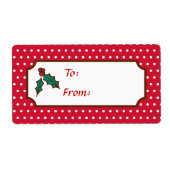 Rode Kerst Hulst Vakantie Cadeautags Labels (Voorkant)