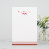Rode Kerst Hulstblaadjes Briefpapier (Staand voorkant)