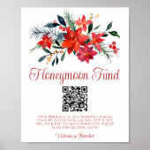 Rode Kerst Huwelijk Bloemen Honeymoon Fonds Poster (Voorkant)