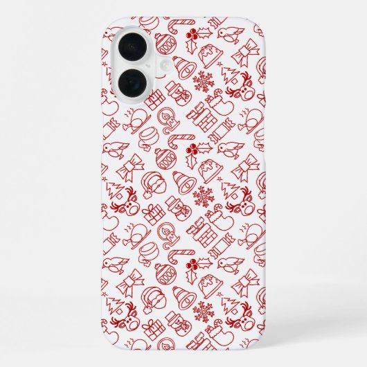 Rode Kerst Icon Patroon iPhone Hoesje (Achterkant)