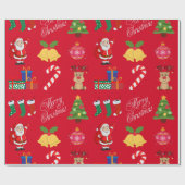 Rode Kerst Iconen Wrapping Papier (Vlak)