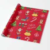 Rode Kerst Iconen Wrapping Papier (Uitgerold)