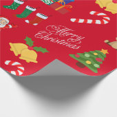 Rode Kerst Iconen Wrapping Papier (Hoek)