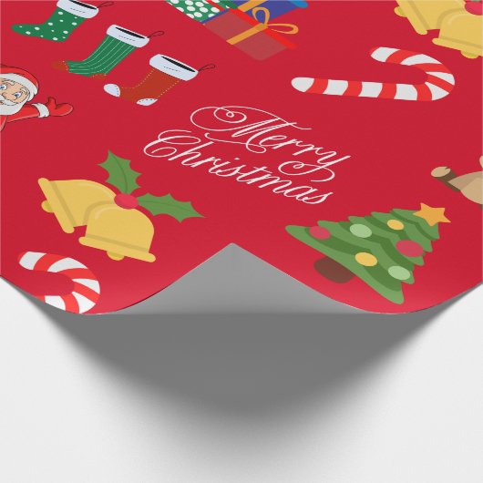 Rode Kerst Iconen Wrapping Papier (Hoek)