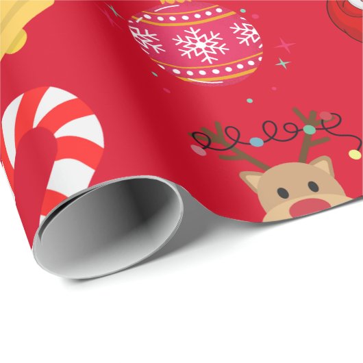 Rode Kerst Iconen Wrapping Papier (Rol Hoek)