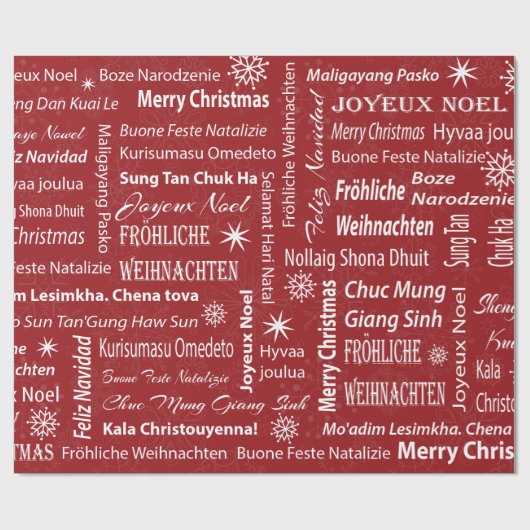 Rode kerst in andere talen Gift Wrap Cadeaupapier (Vlak)