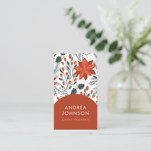 Rode kerst in botanische en arch Berry Winter Visitekaartje (Staand voorkant)