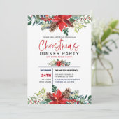 Rode kerst in Poinsettia en bruinworp Kaart (Staand voorkant)