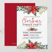 Rode kerst in Poinsettia en bruinworp Kaart (Voorkant / Achterkant)